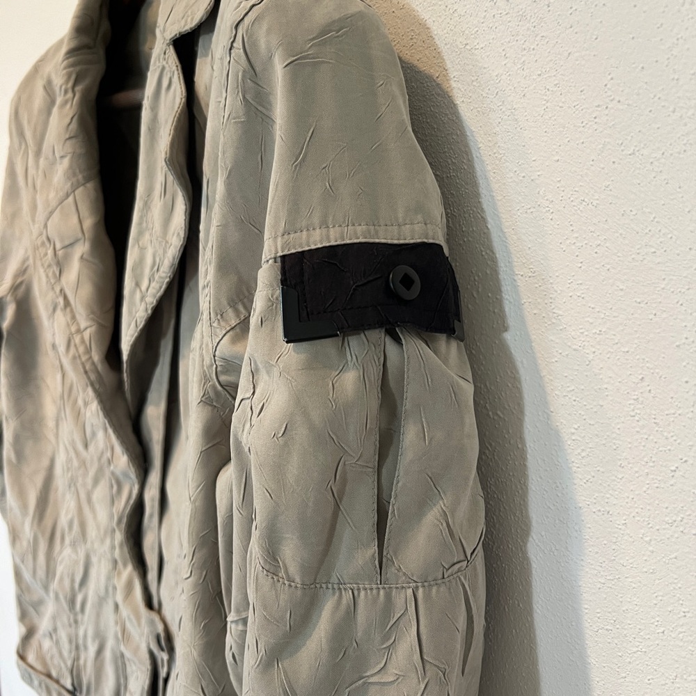 Y2K Jamie Sadock Crinkle Texture Utility Blazer Jacket Zipper Pockets Metal - Picture 3 of 12